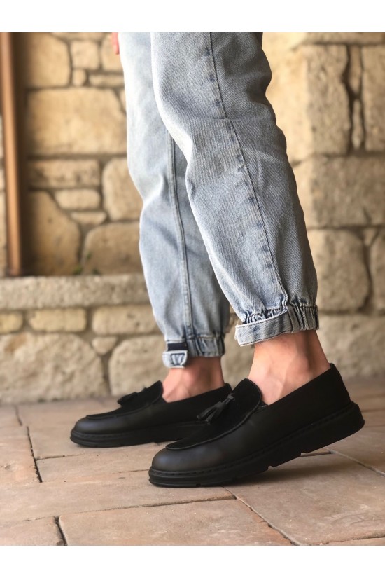 K&A-BA0005 Laceless High Sole Black Sole Classic Mirrored Suede Detailed Tassel Corcik Chaussures pour hommes K&A-BA0005 Laceless High Sole Black Sole Classic Mirrored Suede Detailed Tassel Corcik Chaussures pour hommes