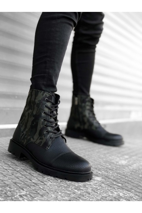 K&A-BA0053 Herren-Sportstiefel mit Schnürung und Reißverschluss in grüner Tarnfarbe K&A-BA0053 Herren-Sportstiefel mit Schnürung und Reißverschluss in grüner Tarnfarbe