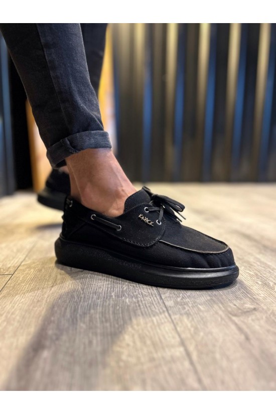 Knack Saisonale Wildlederschuhe mit hoher Sohle 009 Schwarz (Schwarze Sohle) Knack Saisonale Wildlederschuhe mit hoher Sohle 009 Schwarz (Schwarze Sohle)