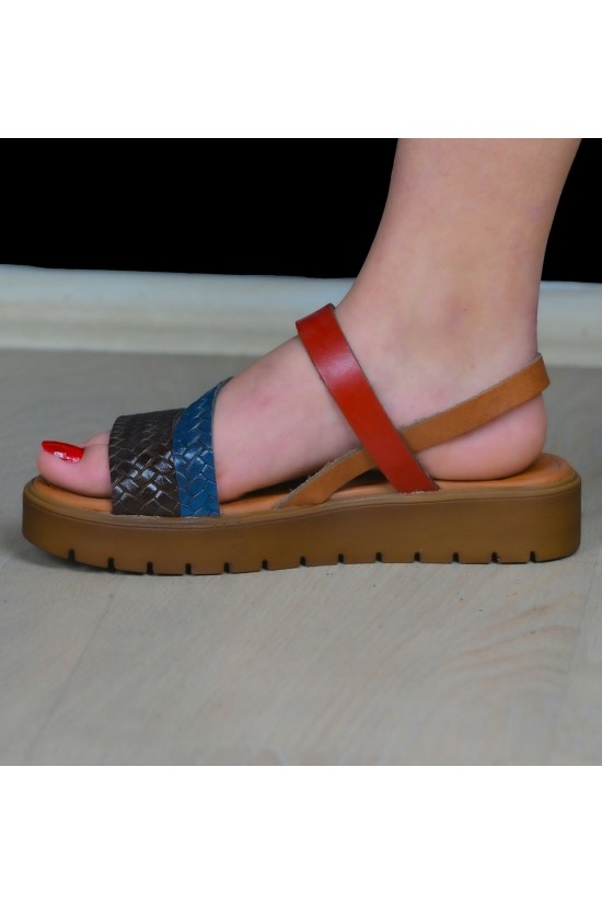 SANDALES ORTHOPÉDIQUES POUR FEMMES À MOTIFS EN CUIR VÉRITABLE MULTICOLORE
