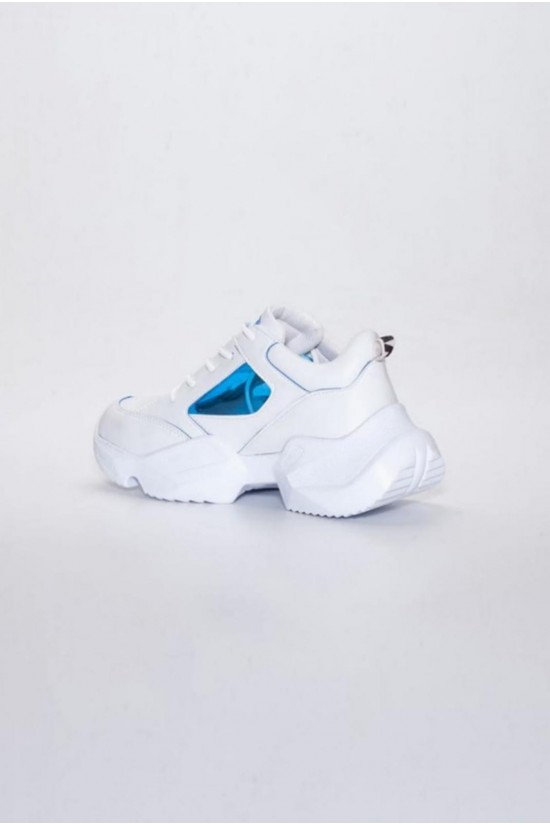 KADIN SNEAKER RAHAT SPOR AYAKKABI BEYAZ - MAVİ
