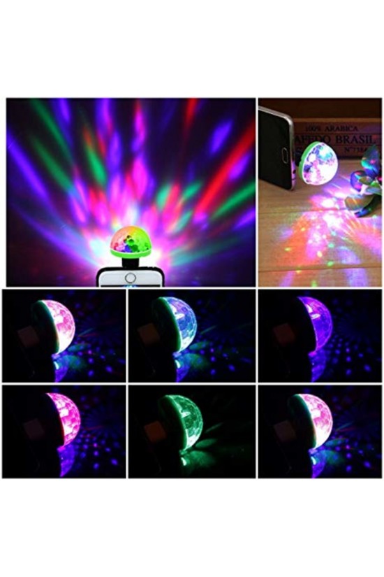 Sese Duyarlı USB Girişli RGB Renkli Mini Disko Topu Led Lambası - Ev - Araç Sese Duyarlı USB Girişli RGB Renkli Mini Disko Topu Led Lambası - Ev - Araç