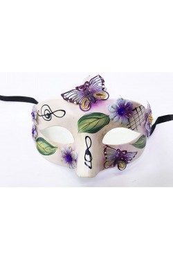 Blattgemusterte, mit Schmetterlingen bestickte Weihnachtsparty-Maske in lila Farbe