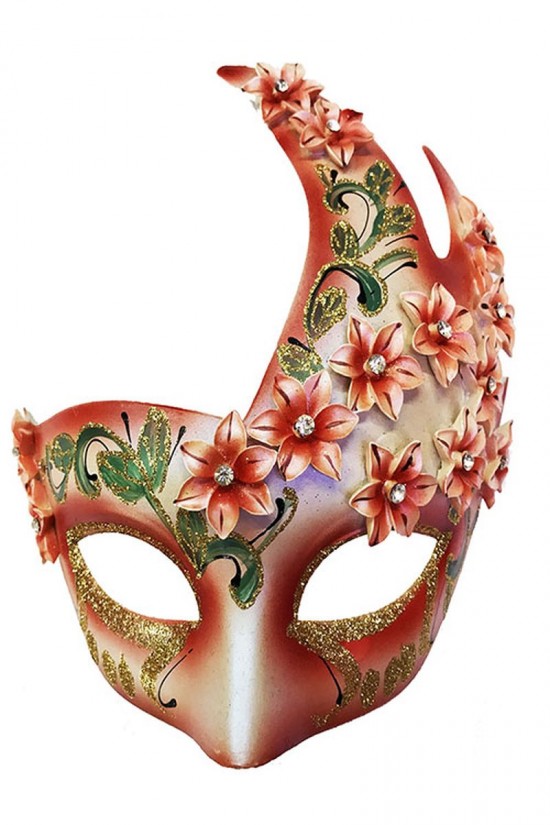 Florale Original Maskerade Haremsmaske handbestickt in roter Farbe Florale Original Maskerade Haremsmaske handbestickt in roter Farbe