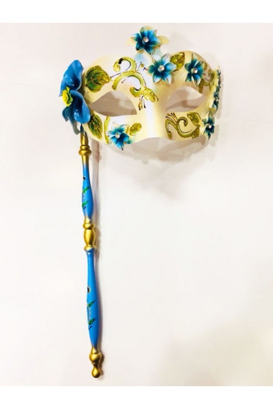 Mavi Renk Çiçek İşlemeli Tutmalı Venedik Göz Maskesi 33x17 cm Mavi Renk Çiçek İşlemeli Tutmalı Venedik Göz Maskesi 33x17 cm