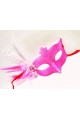 Glitzergestickte Perlendetail-Federball-Maske, rosa Farbe, 13 x 18 cm Glitzergestickte Perlendetail-Federball-Maske, rosa Farbe, 13 x 18 cm
