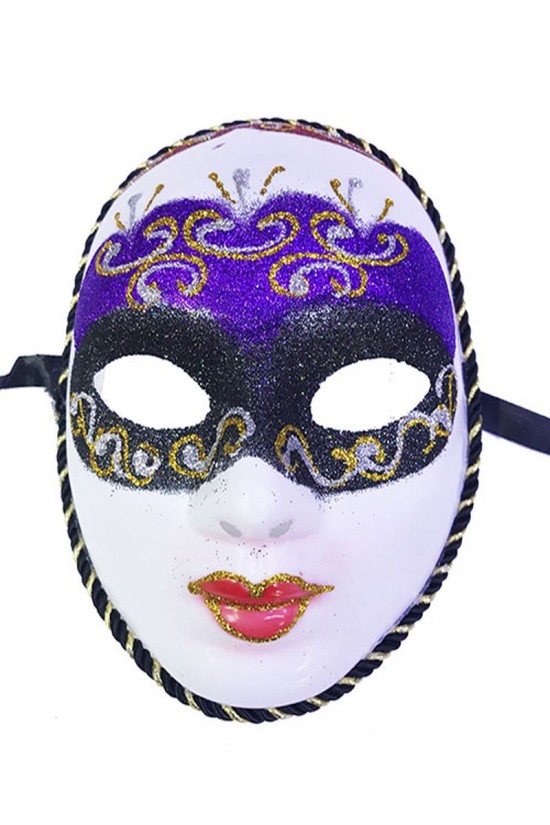 Mor Renk Masquerade Simli Yılbaşı Parti Maskesi Tam Yüz Yetişkin Mor Renk Masquerade Simli Yılbaşı Parti Maskesi Tam Yüz Yetişkin