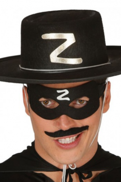 Z Logolu Yetişkin Zorro Şapkası ve Zorro Maskesi