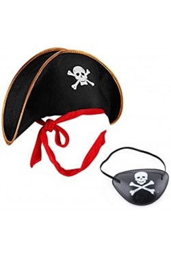 Captain Jack Kid Piratenhut und Augenklappe-Set