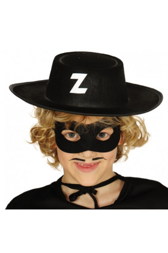Z Logolu Zorro Şapkası ve Zorro Maskesi Çocuk Boy