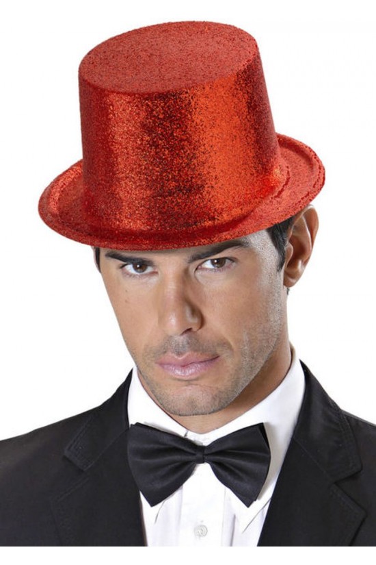 Chapéu de festa com glitter de plástico longo de cor vermelha Chapéu de festa com glitter de plástico longo de cor vermelha