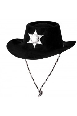 Black Color Plastic Velvet Coated Kids Cowboy Hat
