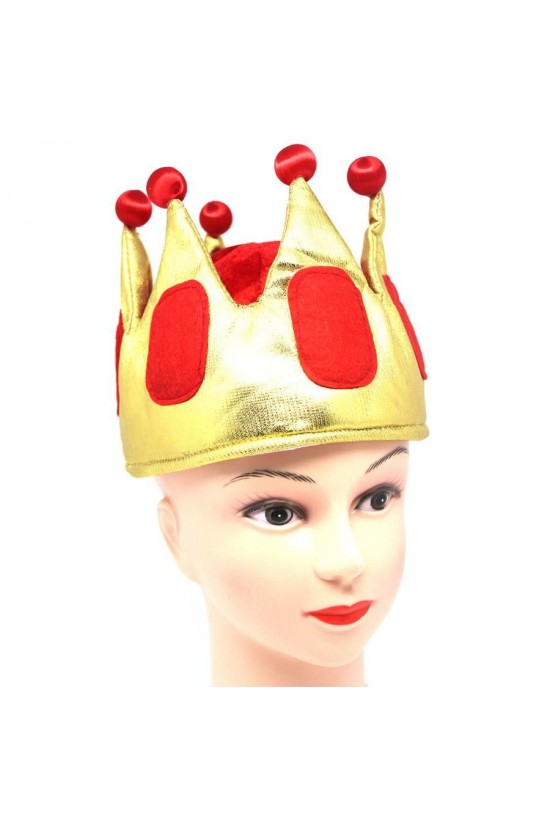 Sarı Renk Kırmızı Ponponlu Kumaş Kraliyet Kral Şapkası Çocuk Boy Sarı Renk Kırmızı Ponponlu Kumaş Kraliyet Kral Şapkası Çocuk Boy