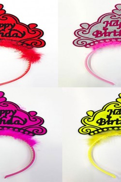 „Happy Birthday“-Krone in Neonfarbe, 12 Stück