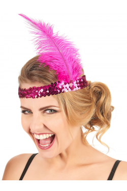 Bande de cheveux Charleston en plumes de couleur fuchsia