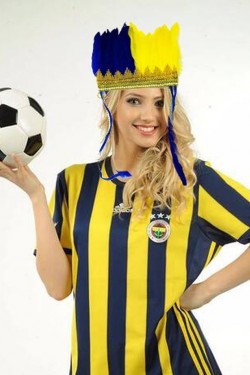 Yellow and Navy Blue Fenerbahce Fan Feather Headband