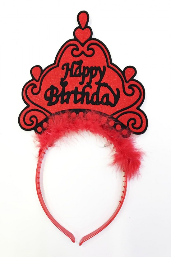 Happy Birthday Neon Kırmızı Renk Doğum Günü Tacı 24x15 cm Happy Birthday Neon Kırmızı Renk Doğum Günü Tacı 24x15 cm