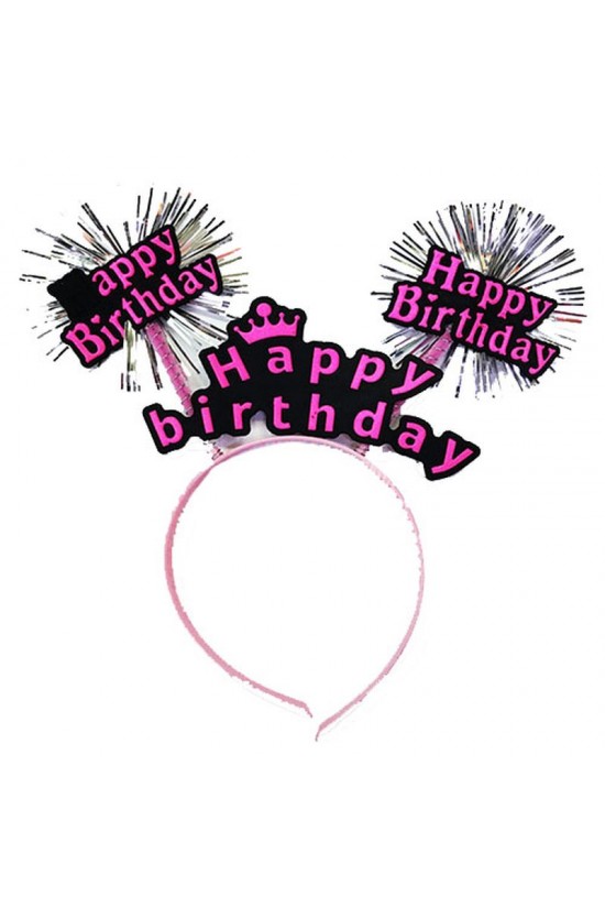 Happy Birthday Püsküllü Neon Pembe Renk Doğum Günü Tacı 22x19 cm Happy Birthday Püsküllü Neon Pembe Renk Doğum Günü Tacı 22x19 cm