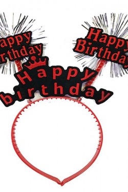 „Happy Birthday“-Geburtstagskrone mit Quaste in Neonrot, 22 x 19 cm