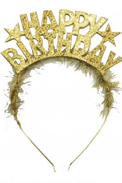 Altın Renk Happy Birthday Yazılı Eva Doğum Günü Parti Tacı