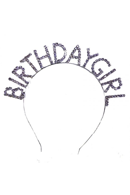 Kristal Taşlı Gümüş Renk Birthday Girl Tacı
