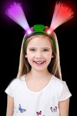 Couronne de fête colorée à fibre optique de couleur verte