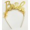 Gold Color Bachelorette Italic Text Wedding Ring Bride Crown