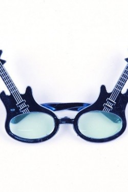 Rockn Roll Retro Gitar Şekilli Parti Gözlüğü Mavi Renk