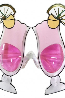 Pembe Renk Kokteyl Temalı Yılbaşı Parti Gözlüğü