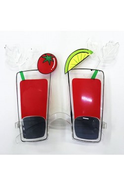 Copos de festa de ano novo em forma de tequila de cálice alto de cor vermelha