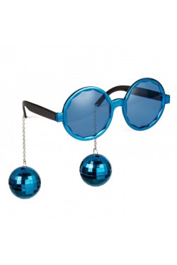 Boucles d'oreilles boule disco de couleur bleue Lunettes de fête de Noël brillantes