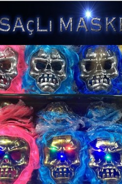 Cadılar Bayramı Işıklı Halloween Kuru Kafa Maskesi 1 Adet karışık Renk