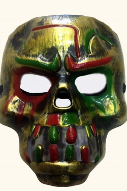 Masque de crâne de Dracula à dents de sang rouge couleur or