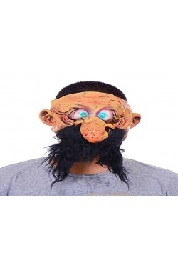 Big Nose Bulky Eyes Latex Caveman Mask With Black Skull