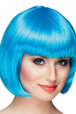 Perruque de fête couleur turquoise cheveux émoussés