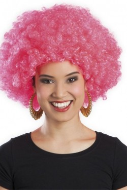 Rosafarbene lockige Afro-Bonus-Perücke