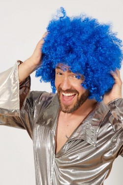 Blaue lockige Afro-Bonus-Perücke