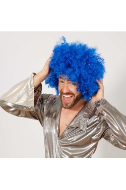 Blaue lockige Afro-Bonus-Perücke