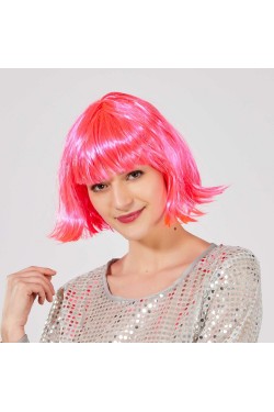 Bonbonrosa Party-Perücke, stumpfes Haar