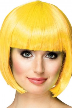 Perruque de fête de couleur jaune cheveux courts émoussés