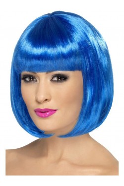 Blaue Party-Perücke, kurzes, stumpfes Haar