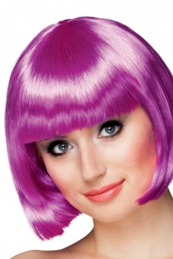 Lila Party-Perücke, stumpfes Haar