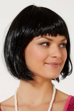 Perruque de fête de couleur noire cheveux émoussés