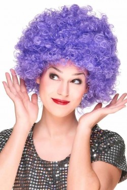 Perruque de fête afro bouclée de couleur pourpre