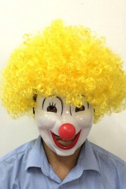 Sarı Bonus Peruk Palyaço Maske Seti