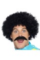 Black Scouser Perruque Courte Homme 120 Gr et Ensemble Moustache