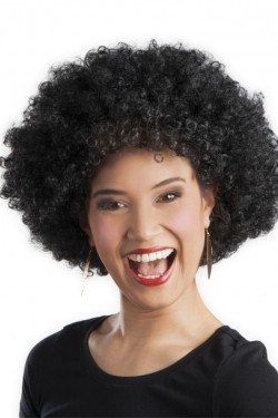 Perruque de fête afro bouclée de couleur noire