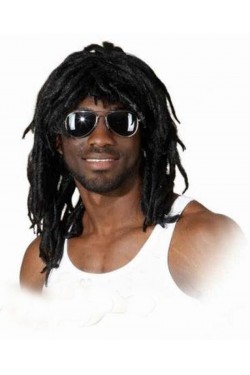 Black Color Joe Dreadlocks Lined Fluffy Rasta Wig 1 Piece
