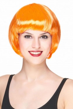 Neon Orange Color Light Orange Blunt Party Wig Short False Hair