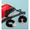 Algemas de penas extravagantes de cor preta + chicote + máscara + dados + penas + conjunto completo de roupas